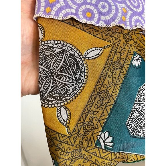 Retro Floral Wrap Midi Skirt L Pink Colorful Boho Hippie Indie Folk Patchwork - Picture 2 of 11